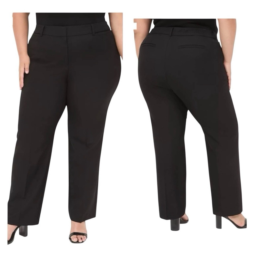 Lane Bryant Black Straight Fit Boot Cut Stretch Business Office Pants Sz 18 #329